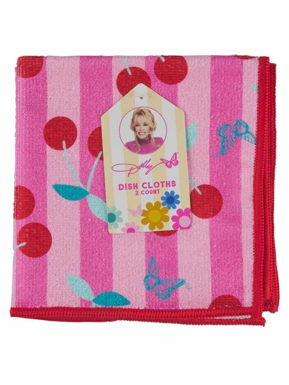 Dolly Parton Pink Cherry Print Microfiber Cloth Set - Picture 2 of 7